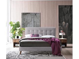 5ft King Novara Light Grey Fabric Upholstered Bed Frame